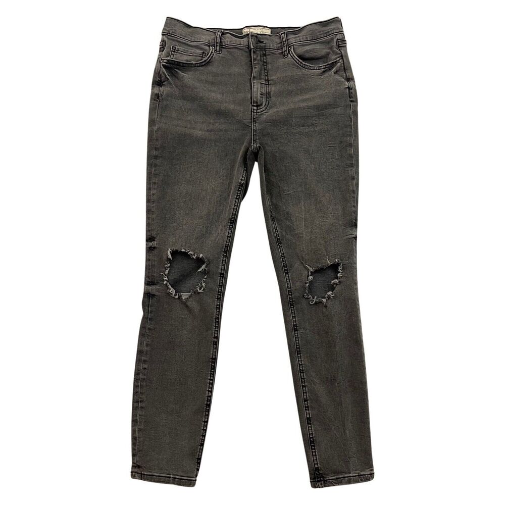 Free People Jeans Womens Size 30 Gray Ankle Distressed Mid Rise Cropped Stretch